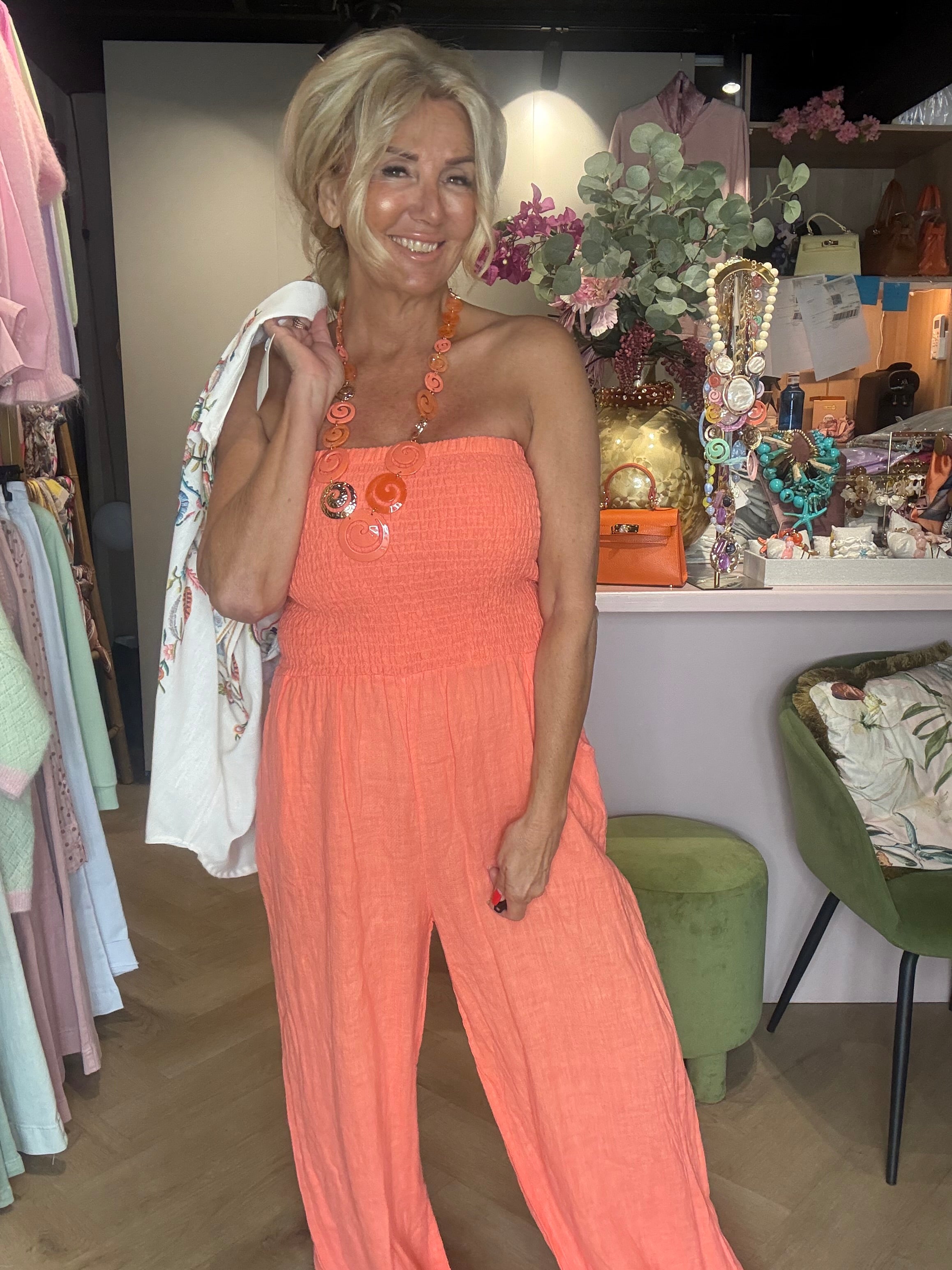 Jumpsuit strapless koraal 🪸